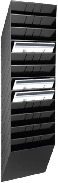Sistema de bandejas con 12 compartimentos negro A4 formato apaisado FLEXIBOXX