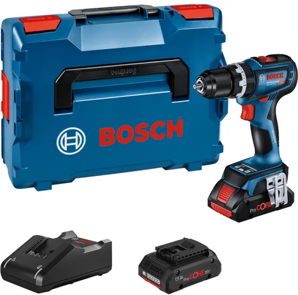 Taladro percutor inalámbrico Bosch GSB 18V-90 C 2X4,0AH PROCORE GAL 18V-40 L-BOXX COMO